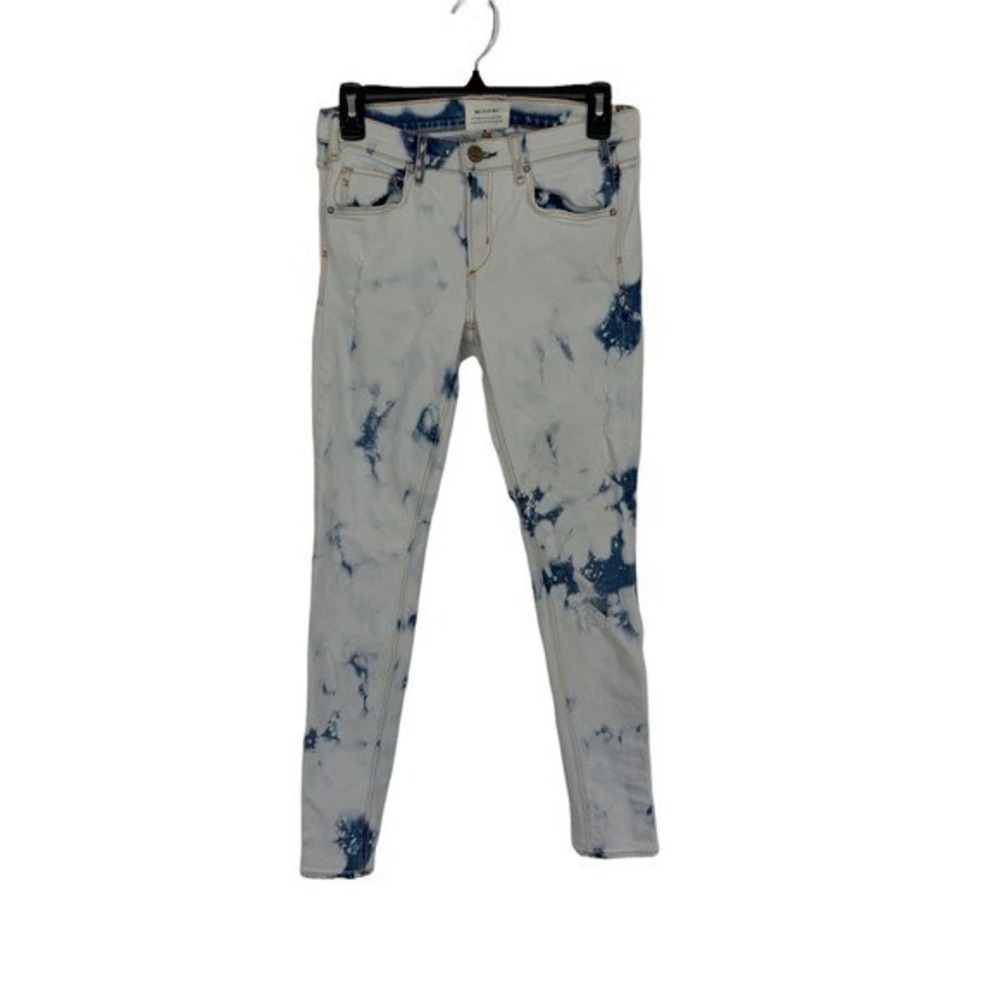 McGuire High Rise Skinny Jeans Blue White Acid Wash Distressed Stretch 26 Denim